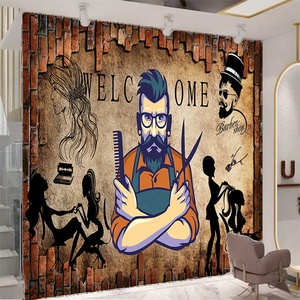 Vinilo Decorativo <span class=keywords><strong>de</strong></span> Pared Impermeable con Diseño Geométrico Moderno para Barbería, Decoración Profesional para Peluquerías, Instalación sin Adhesivos - Product Image 1