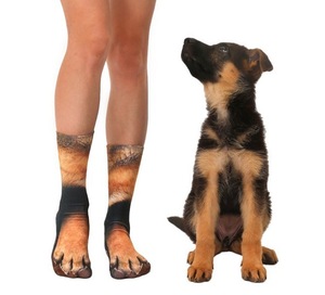 Drôle 3D Animal Chaussettes pour Hommes Femmes High Crew Printemps Tricoté avec Logo sur le Corps Avec <span class=keywords><strong>Adulte</strong></span> Chat Chien Tigre Léopard Griffes - Product Image 3