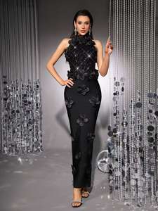 OEM工厂定制绷带谦虚时尚舞会晚礼服与珍珠修身女性女士优雅 - Product Image 5