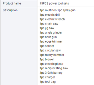 <span class=keywords><strong>Precio</strong></span> <span class=keywords><strong>de</strong></span> Fábrica 15 Piezas Combo <span class=keywords><strong>de</strong></span> Herramientas Eléctricas Kit <span class=keywords><strong>de</strong></span> Herramientas Taladro Percutor Eléctrico Amoladora Angular Sin Escobillas Kits <span class=keywords><strong>de</strong></span> Herramientas Eléctricas Inalámbricas - Product Image 4