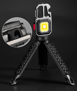 Multifunctional COB LED Work <b>Light</b> 1000LM Rechargeable Keychain Flashlight with Carabiner Bottle Opener Safety Hammer - Product Image 4