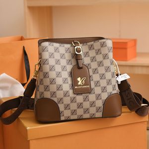 Milantuanshi Women's Bucket Bag White Brown Embossing Zipper Closure Crossbody Shoulder Bag Water Resistant Everyday Use - Product Image 4