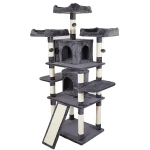 Hot Selling Plush Sisal Stable Tower Cat Trees   Scratcher Customized Houses Scratcher Cactus Tower Cat Tree For Cats