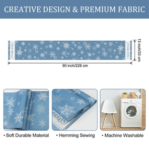 Runner da Tavola Natalizio Lavabile 13x72 13x90 Pollici, Decorazione <span class=keywords><strong>Blu</strong></span> con Fiocchi di Neve per <span class=keywords><strong>Cucina</strong></span> e Sala da Pranzo - Product Image 6