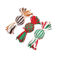 Jouets pour chiens en corde de coton à nouer, en forme de bonbons de Noël, rayés, interactifs et à mâcher - Vente en gros disponible