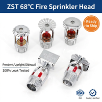 ZST 68 ℃   Tête de sprinkler d'incendie, type pendentif, vertical ou mural, 1/2" 3/4", buse de lutte contre l'incendie, construction en laiton finition chromée