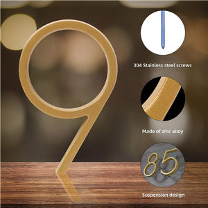 Numéro de maison de 5 pouces porte d'hôtel et signalisation option flottante ou affleurante matériau en alliage Zine signe de numéro de maison doré 0-9 - Product Image 3