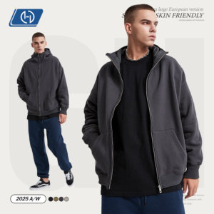 <span class=keywords><strong>Sweat</strong></span> à capuche zippé intégral en polaire 350G, coupe oversize, style ninja, avec masque intégré, poignets côtelés, streetwear, personnalisable - Product Image 1