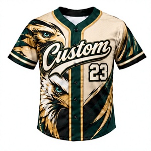 Maillot de baseball respirant à sublimation, uniforme d'équipe boutonné, pour hommes et femmes, vêtement de sport léger, impression intégrale, vente en gros, haut de match - Product Image 1
