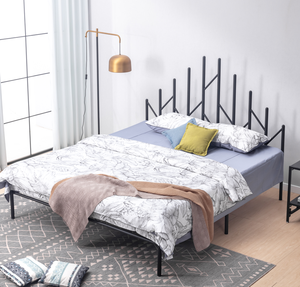 Modern Black Single Metal <b>Bed</b> <b>Frame</b> Queen Size Industrial Design <b>Platform</b> Bedstead Stable Bedroom Furniture for Home Hotel Adult - Product Image 1