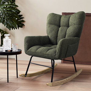 Eddy Fabric Mecedora moderna con acento para guardería Sillón basculante tapizado con respaldo alto Nuevo diseño - Product Image 2