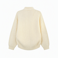 Cardigan zippé intégral en maille côtelée ample pour homme, en mélange épais d'acrylique, polyester et nylon, chaud et confortable pour l'hiver, couleur unie, vente en gros