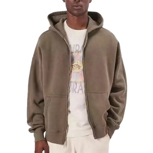 Factory Custom Men's <b>Jackets</b> Long Hoodie High Quality Cotton Fleece <b>Jacket</b> Full <b>Zipper</b> Blank Plain Hoody <b>Jacket</b> for Men - Product Image 1