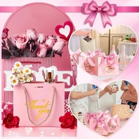 Cosmétique de luxe personnalisé shopping merci sac en papier emballage Saint Valentin feuille d'or Logo sac cadeau avec poignée et ruban