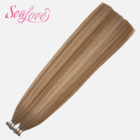 Extensions de cheveux humains Super Double Drawn à kératine, 100% vierges, avec cuticules intactes, pointes plates, en V et en I