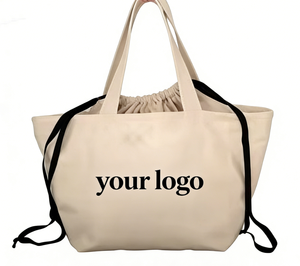 Grand sac fourre-tout en toile de coton surdimensionné pour femme avec poche à cordon, logo personnalisé, idéal pour le week-end, la plage, les cadeaux, le shopping, motif lettres - Product Image 3