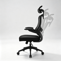 Chaise de bureau ergonomique moderne en maille noire, réglable en hauteur, avec coussin épais pour salle de conférence et salle d'étude