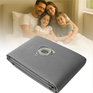 Feuilles de mise à la terre et de mise à la terre grises | 95% coton + draps housse argentés 5%, élimine l'électricité statique, améliore le sommeil et réduit l'inflammation - Product Image 4