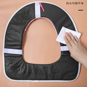 Toilet Seat Cover Pink Elephant Design With Handle For Home Use Autumn Winter Warm Comfortable Waterproof PU Back - Product Image 3