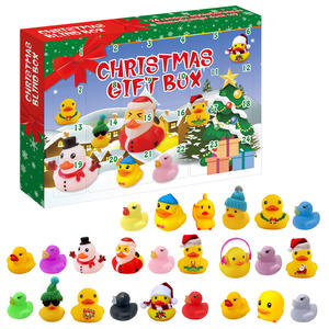 YSJ TOYS Canard en caoutchouc de Noël Frozen, boîte mystère, calendrier de l'avent, canard jaune en plastique, échelle 1/12, ensemble cadeau de compte à rebours, jouets animaux - Product Image 1