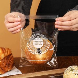 Disposable clear Plastic Bread <b>Bag</b> <b>Puff</b> Doughnut Croissant Meal <b>Bag</b> Self-adhesive Thickened Take-out <b>Bag</b> - Product Image 2