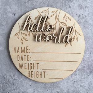 <span class=keywords><strong>Famille</strong></span> bienvenue à ange bébé bonjour monde en bois bébé annonce de naissance disque carte d'étape pour nouveau-né bébé Photos - Product Image 4
