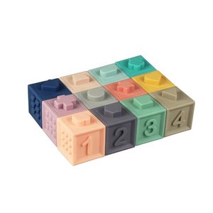 Jouets éducatifs pour bébés, 12 pièces, blocs cubes, jouets de bain à presser, blocs de construction souples à <span class=keywords><strong>empiler</strong></span> <span class=keywords><strong>avec</strong></span> des chiffres et des <span class=keywords><strong>animaux</strong></span> pour les bébés de 6 mois - Product Image 5