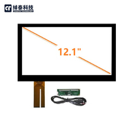 Panel Táctil Capacitivo Industrial de 12.1 Pulgadas, Directo de Fábrica OEM, MOQ Bajo, Personalizado, 10 Puntos Multitáctiles, USB, Marco Abierto, Resistente al Agua