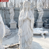 Statue de la Vierge Marie en marbre blanc grandeur nature, sculptée à la main, sculpture religieuse catholique Notre-Dame de Grâce pour la décoration de l'église et du jardin