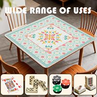 Tapis de Mahjong Antidérapant à Motif Floral Turquoise Rose Chinoiserie pour Tables de Mahjong Américain et Jeux de Cartes