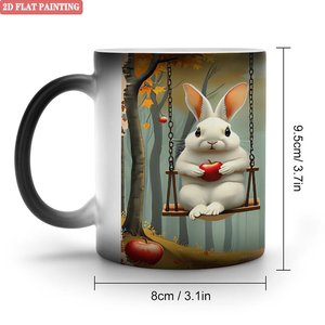 Ergonomic Easy Grip Frosted Black 11oz <b>Ceramic</b> Heat Sensitive Mug Drinking <b>Cup</b> - Product Image 1