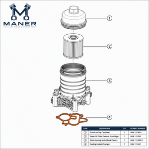 ตัวกรองน้ำมันเครื่องอะลูมิเนียม MANER รุ่น OE 06M115401L 06M115401K สำหรับ EA837 VW Touareg Audi A5 A8 Q7 Q8 อะไหล่ทดแทน - Product Image 5