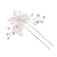 Épingle à cheveux blanche faite à la main et bandeau de cristal accessoire de robe de mariée avec fleur et feuille de strass perle pour les mariées