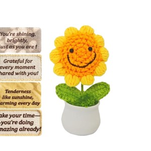 Girasol Sonriente Tejido a Crochet, Bonsái Artificial de Hilo, Decoración para el Hogar y la Oficina, Regalo para el Día del Maestro y el Día de la Mujer - Product Image 5