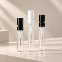 Flacon vaporisateur miniature pour échantillon de parfum 1,5 ml, 2 ml, 2,5 ml, en verre transparent, col serti, atomiseur à fine brume avec logo personnalisé