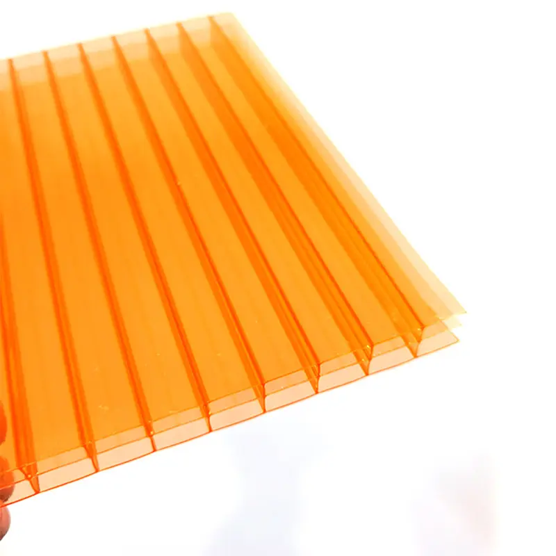 Plaque plastique polycarbonate à triple paroi de 16mm d'épaisseur Orange haut de gamme pour cloison décorative