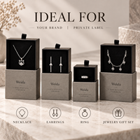 Boîte à tiroir rigide personnalisée en carton texturé avec languette de tirage pour présentoir à bijoux, pour bagues, boucles d'oreilles et colliers, avec marque privée