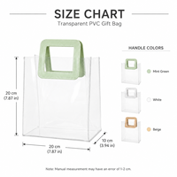 Sac cadeau transparent en PVC avec poignée carrée en cuir PU, réutilisable, imperméable, sac de transport transparent pour mariage, anniversaire, fête