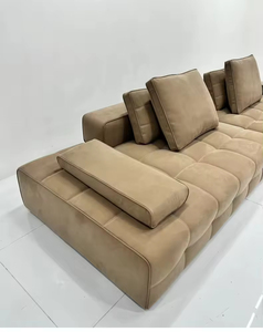 Sofá Seccional Moderno de Tela con Esponja de Alta Resiliencia, Diseño Acolchado de Tres Plazas, Brazos Rectos, Muebles para Sala de Estar - Product Image 2