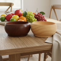 Bol à salade ovale en bois d'acacia et de noyer, artisanat haut de gamme, résistant au lave-vaisselle, grand bol de service pour la cuisine, pour un usage domestique