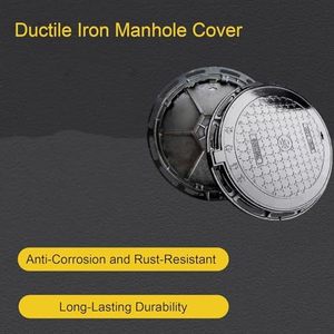 Coperchio per Pozzetto <span class=keywords><strong>in</strong></span> Ghisa Divino, Resistente, per Vialetti e Fosse Settiche, con Base, Rotondo, Nero, Antiscivolo, per Ispezione - Product Image 4