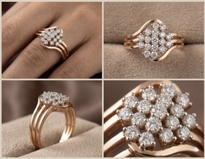 Anillo de Diamantes Cultivados en Laboratorio VVS con Acabado en Oro Rosa de 10K, Joyería Elegante de Compromiso para Mujer, Regalo Nupcial - Product Image 3