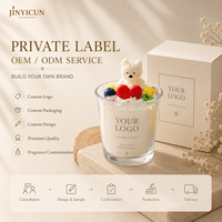 Bougie parfumée artisanale en cire de soja avec décoration ours, en pot dessert, marque privée OEM, pour boutiques et marques de détail