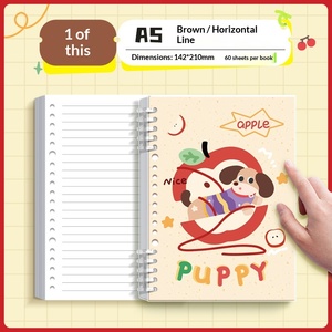 Quaderno a spirale stile americano Kaba Bear, con copertina a foglie sfuse, estetica elevata, per studenti, diario carino per ragazze, articoli di <span class=keywords><strong>cancelleria</strong></span> - Product Image 6