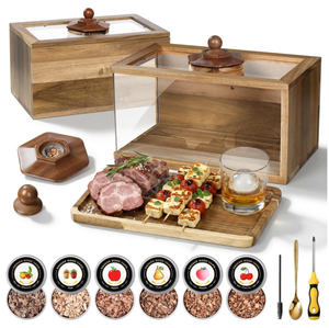 Caja de Ahumado Portátil de Madera para Alimentos, Kit de Ahumador de Mesa con 6 Tipos de Virutas de Madera para Carne, Bar de Cócteles, Restaurante - Product Image 1