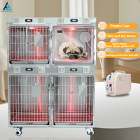 Cage de soins intensifs pour animaux de compagnie en acier inoxydable avec chambre à oxygène, chauffage infrarouge, hôpital vétérinaire, chenil de récupération pour chiens et chats