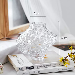 Vase en verre de style nordique pour salon, arrangement floral transparent, pièce décorative artistique créative - Product Image 5