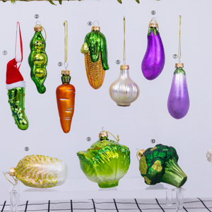 Ornements en verre personnalisés de haute qualité, hamburger, whisky, orange, concombre, décoration d'arbre de Noël, objet suspendu, ornement - Product Image 6