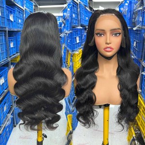 NewWave Raw Indian Virgin Hair Double Drawn Glueless Lace Front <b>Wigs</b> Transparent For HD Lace 13X6 13X4 Body Wave <b>Long</b> - Product Image 1