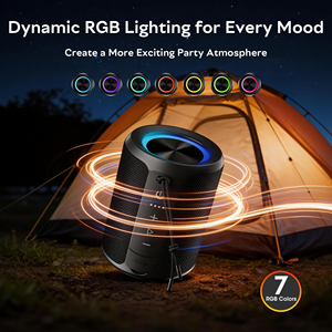 ลำโพงพกพาขนาดเล็ก ไฟ RGB LED ควบคุมด้วยเสียง รองรับการชาร์จไร้สาย รองรับการ์ด TF ใช้พลังงานจากแบตเตอรี่ เหมาะสำหรับใช้งานกลางแจ้ง - Product Image 4